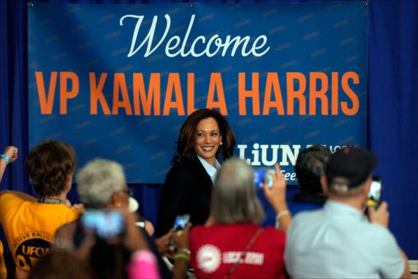 Democratic presidential nominee Vice President Kamala Harris arrives for a campaign event at Northwestern High School in Detroit, Monday, Sept. 2, 2024.