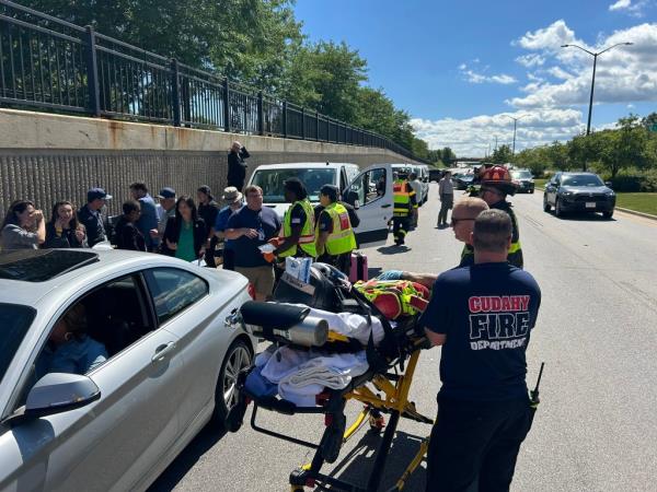 Stretcher, EMTs at the scene of the crash