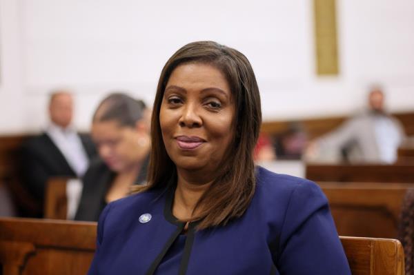 Attorney General Letitia James sitting in the courtroom during the civil fraud trial of former President Do<em></em>nald Trump at New York State Supreme Court.