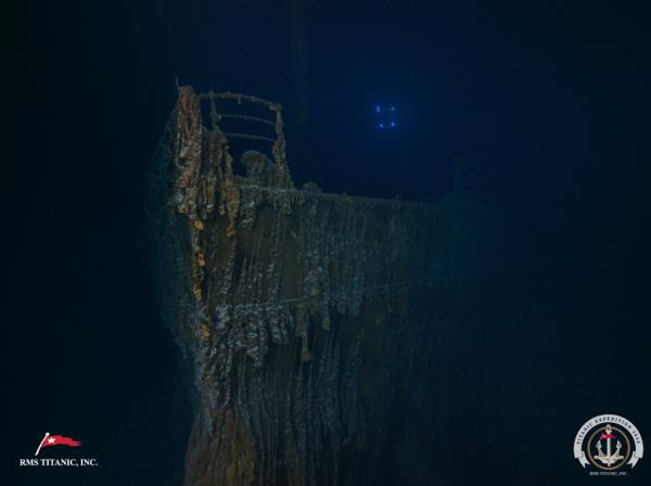 The Titanic underwater.